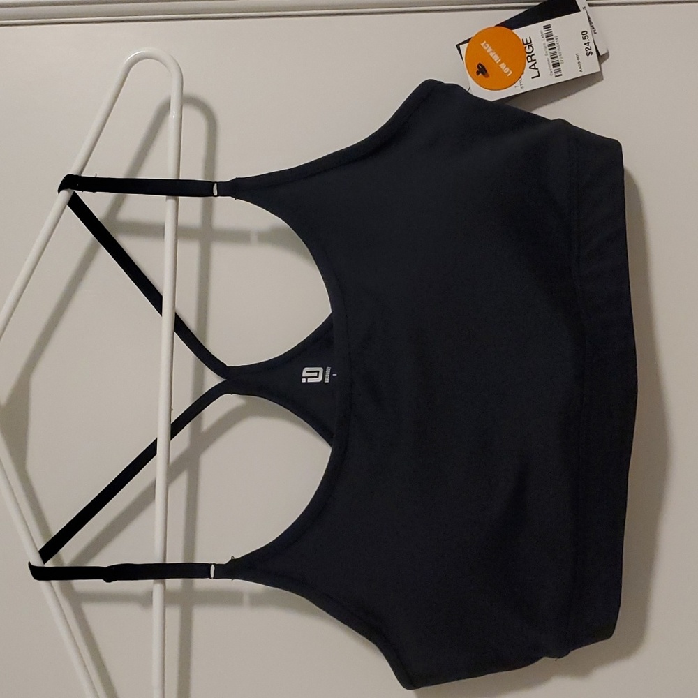 IDEOLOGY Black Racerback Sports Bra -L